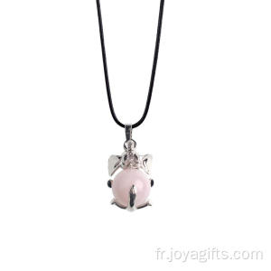 Élégant Bijoux Quartz Perle Éléphant Pendentif Filles